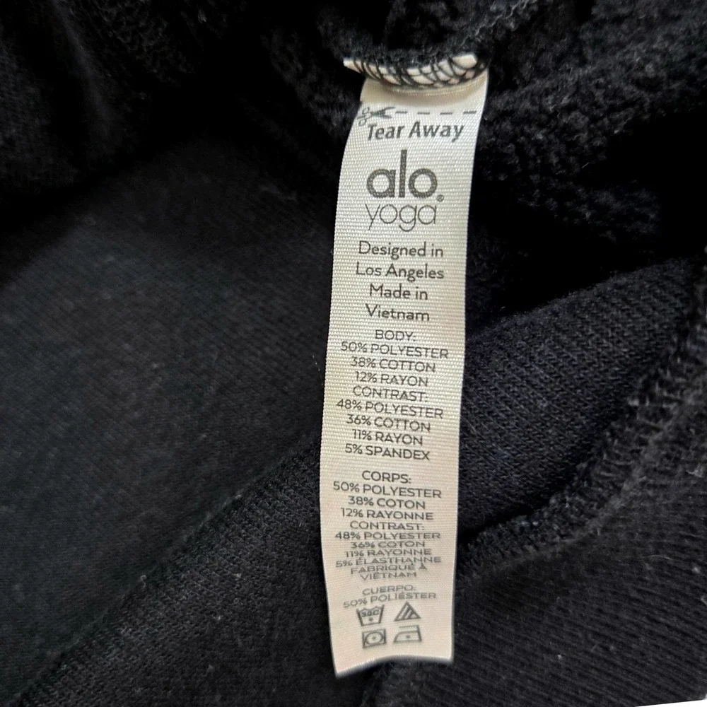 Alo Yoga Womens small‎ Black Sherpa Polar Fleece Mixed Media Pullover Hoodie